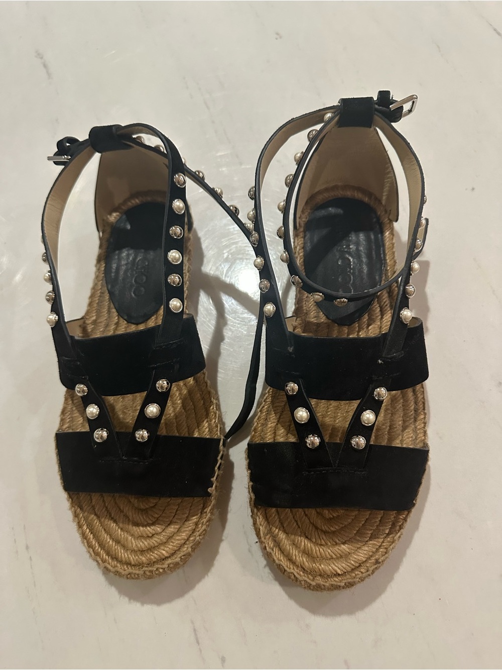 Jimmy Choo Denise Flat Espadrille, 36.5, Black. With box and dust bag